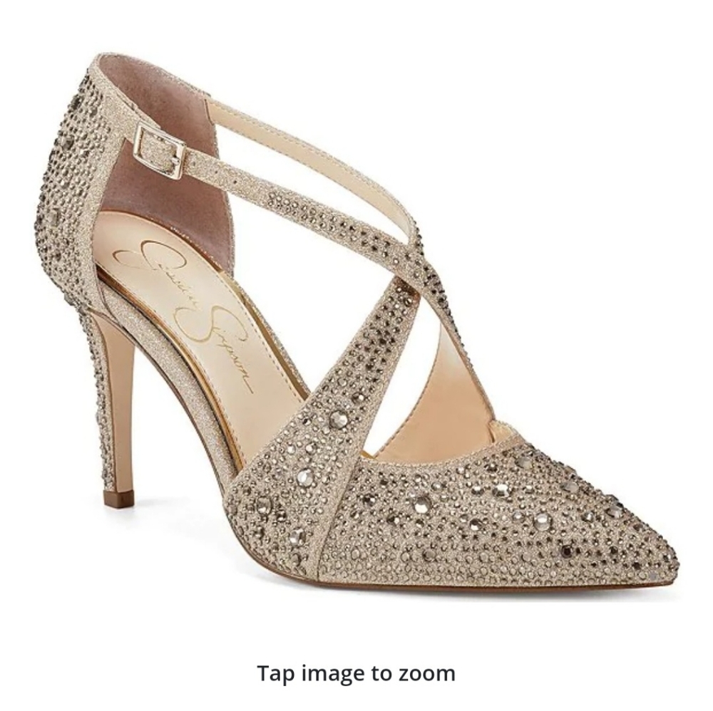 Jessica Simpson gold Accile glitter pump